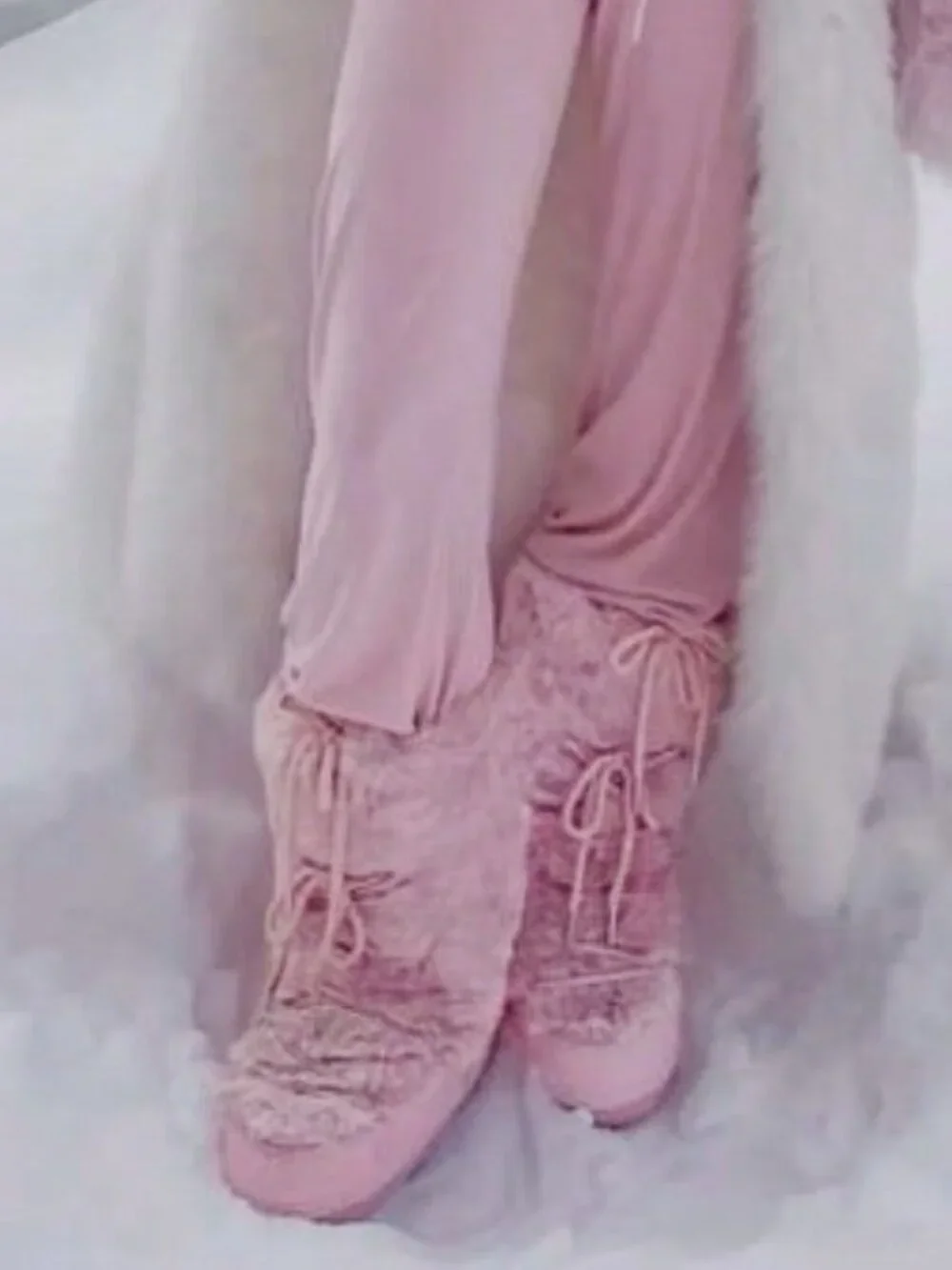 Pink Cute Women's Lace-Up Round Toe Faux Fur Platform Snow Boots